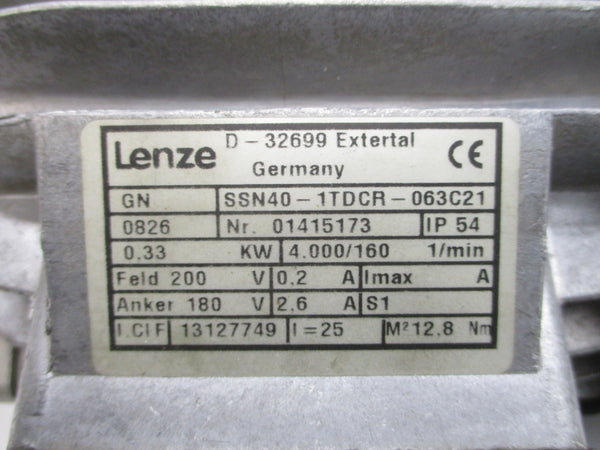 LENZE SSN40-1TDCR-063C21 01415173 180/200V 0.2/2.6A NSNP