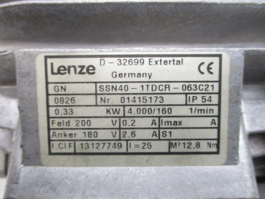 LENZE SSN40-1TDCR-063C21 01415173 180/200V 0.2/2.6A NSNP