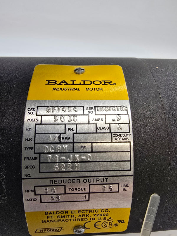BALDOR GP7404 622H 90VDC .9A NSNP