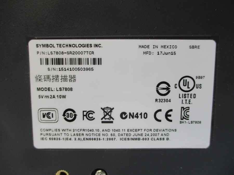 SYMBOL TECHNOLOGIES LS7808-SR20007TCR LS7808 5V 2A NSNP