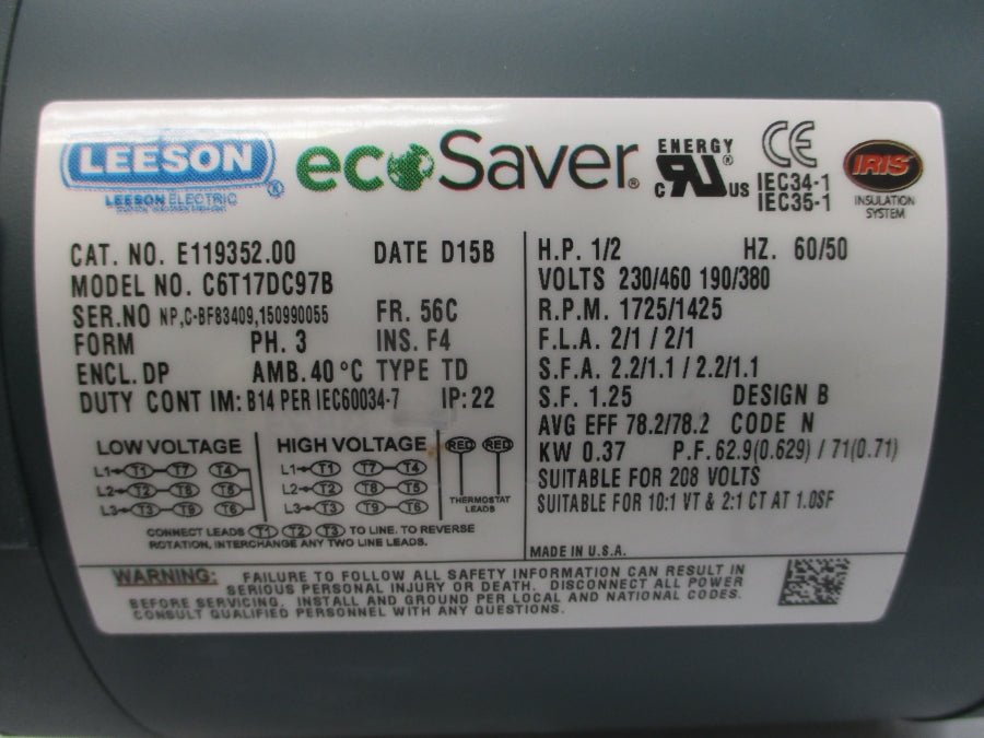 LEESON E119352.00 C6T17DC97B 230/460V 2/1A NSMP