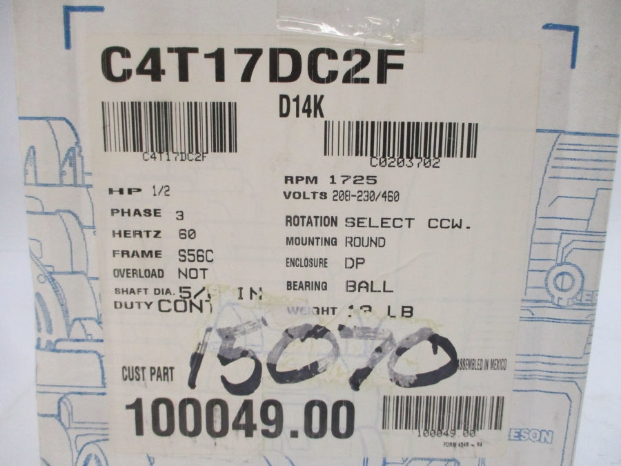 LEESON 100049.00 C4T17DC2F 208-230/460V 1.9-2/1A NSMP