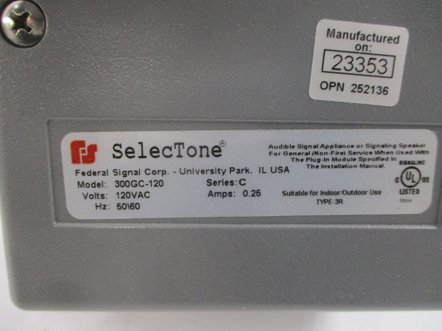 FEDERAL SIGNAL 300GC-120 SER. C 120VAC 0.25A NSNP