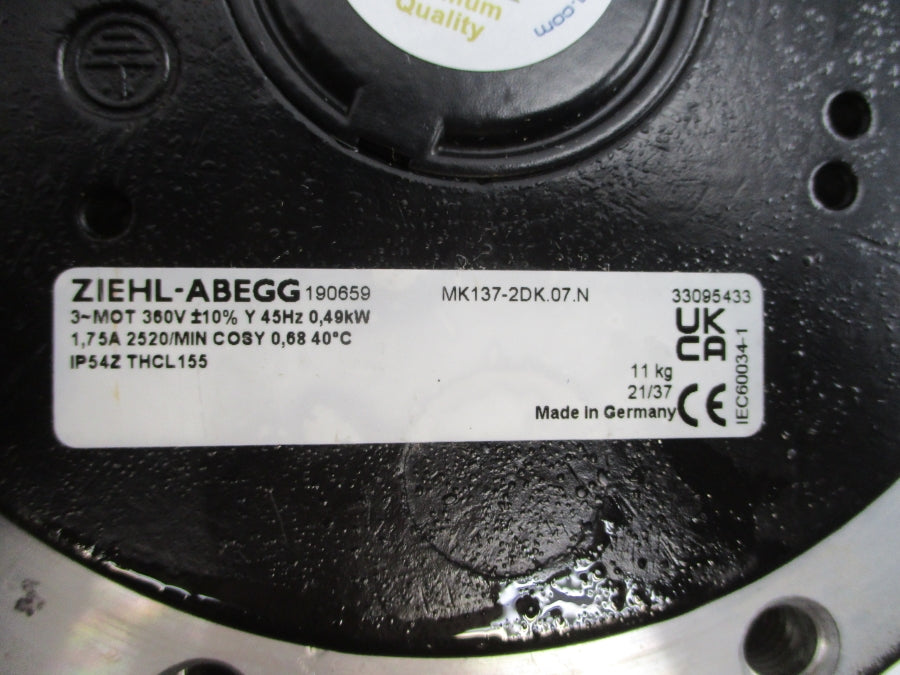 ZIEHL-ABEGG MK137-2DK.07.N 360V 1.75A NSNP