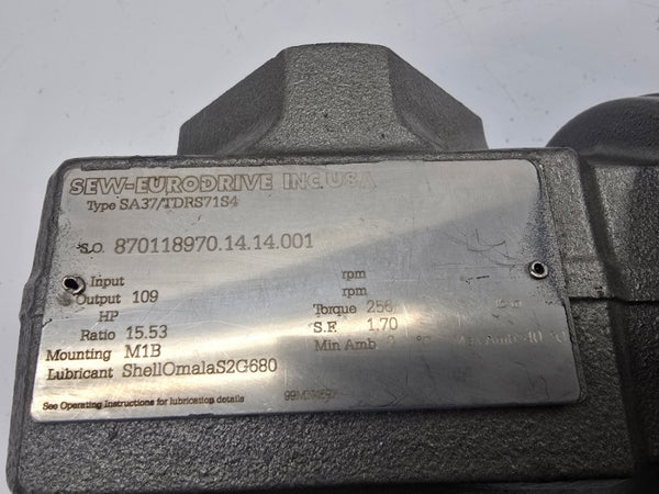 SEW-EURODRIVE SA37/TDRS71S4 230/460V 1.84/0.92A NSNP