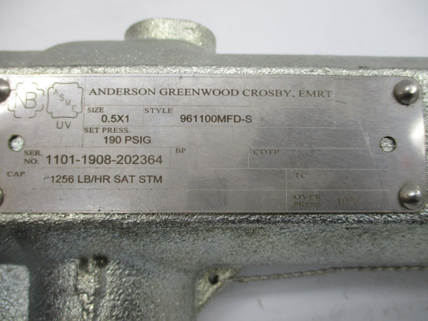 ANDERSON GREENWOOD 961100MFD-S 190PSI 0.5X1 NSNP