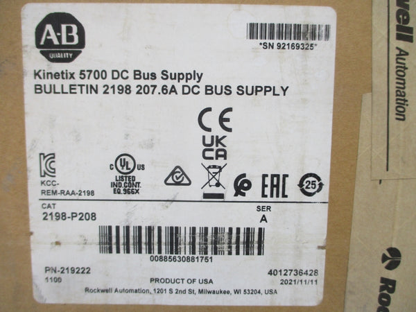 ALLEN BRADLEY 2198-P208 SER. A 195-528VAC 73.1A NSMP