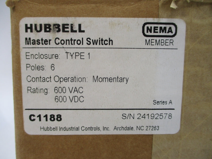 HUBBELL C1188 SER. A 600VAC/DC REV. 5 NSMP