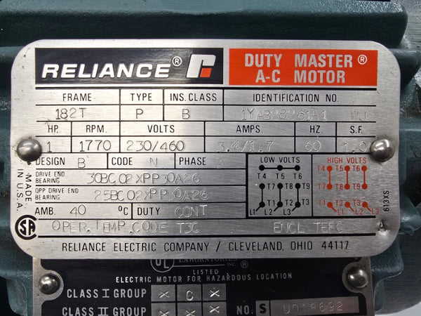RELIANCE ELECTRIC 1YAB28261A1 230/460V 3.4/1.7A NSNP