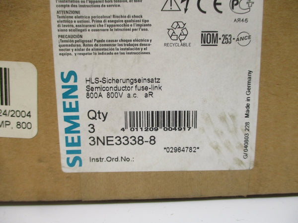 SIEMENS 3NE3338-8 800VAC 800A (PKG OF 3) NSMP