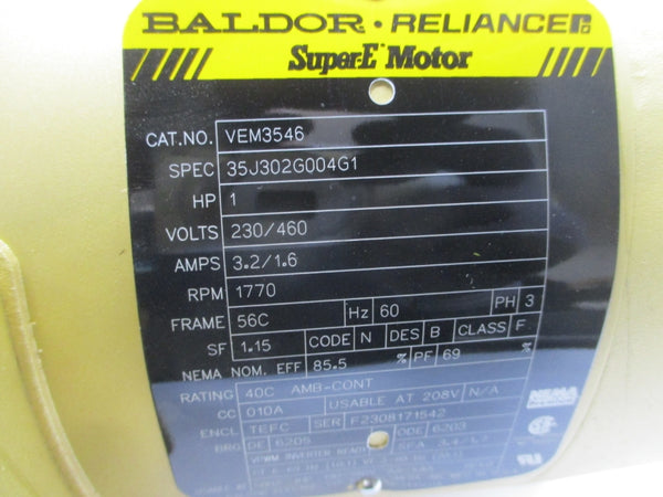 BALDOR VEM3546 35J302G004G1 230/460V 3.2/1.6A NSMP