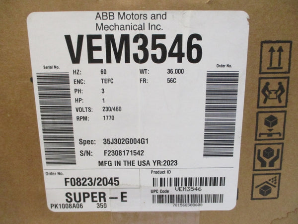BALDOR VEM3546 35J302G004G1 230/460V 3.2/1.6A NSMP