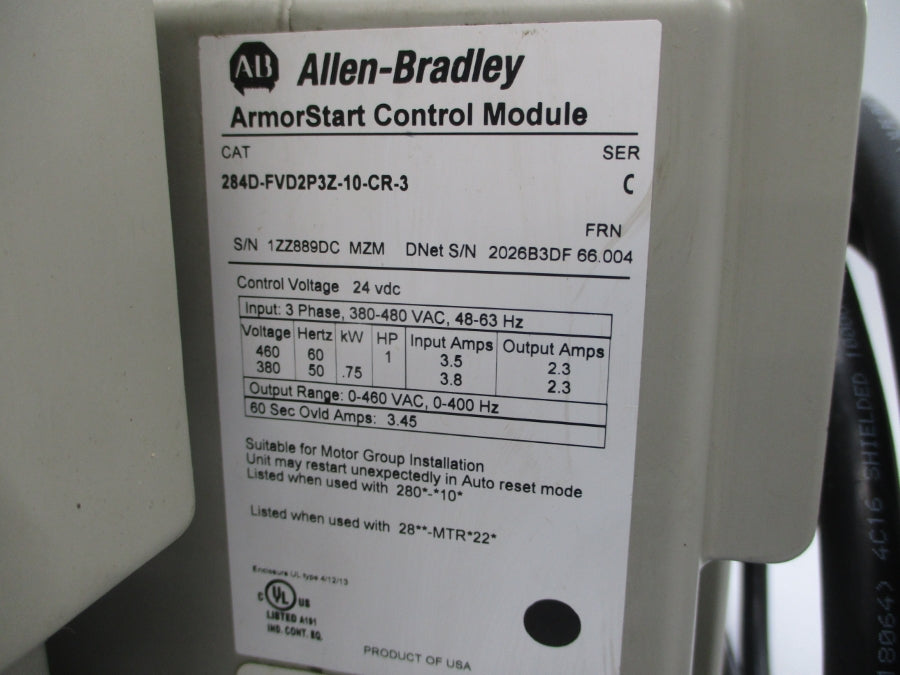 ALLEN BRADLEY 284D-FVD2P3Z-10-CR-3 SER. C F/W 66.004 380-480VAC 3.5/3.8A UNMP