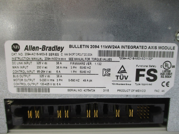 ALLEN BRADLEY 2094-AC16-M03-S SER. C F/W 1.132 230VAC 36A NSNP