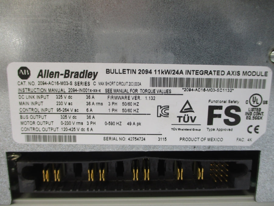 ALLEN BRADLEY 2094-AC16-M03-S SER. C F/W 1.132 230VAC 36A NSNP