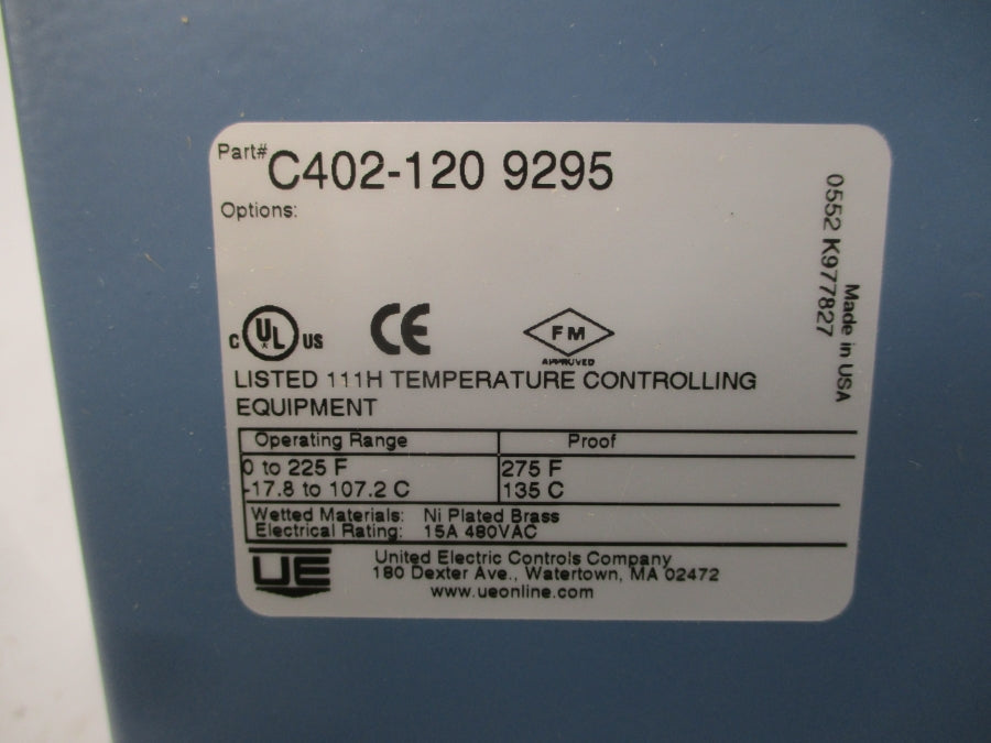 UNITED ELECTRIC CONTROLS C402-1209295 480VAC 15A NSMP