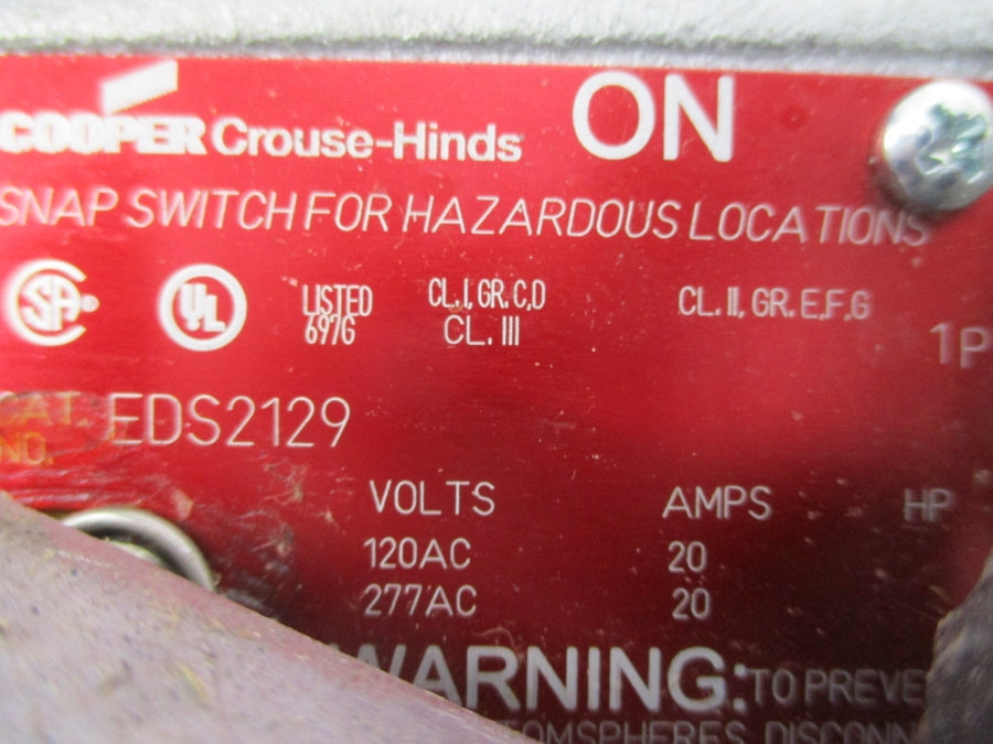 COOPER CROUSE-HINDS EDS2129 120/277VAC 20A 3/4" NSMP