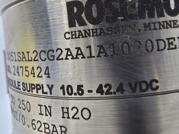 ROSEMOUNT 3051SAL2CG2AA1A1020DEF91DA20 10.5-42.4VDC 9PSI NSNP