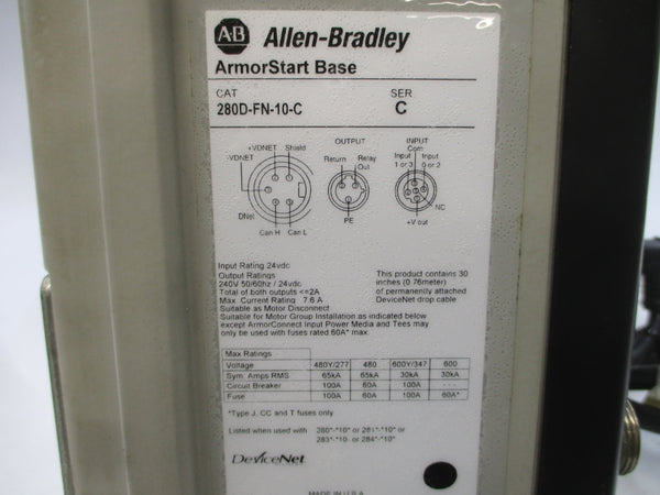 ALLEN BRADLEY 284D-FVD2P3Z-10-CR SER. C F/W 18.033 380-480VAC 3.5/3.8A UNMP