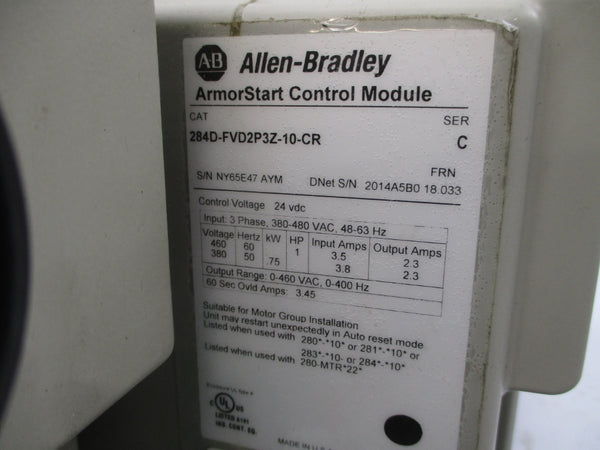 ALLEN BRADLEY 284D-FVD2P3Z-10-CR SER. C F/W 18.033 380-480VAC 3.5/3.8A UNMP