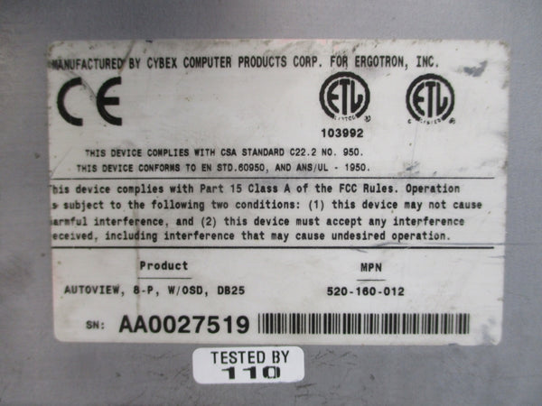 CYBEX COMPUTER PRODUCTS 520-160-012 250VAC 2A UNMP