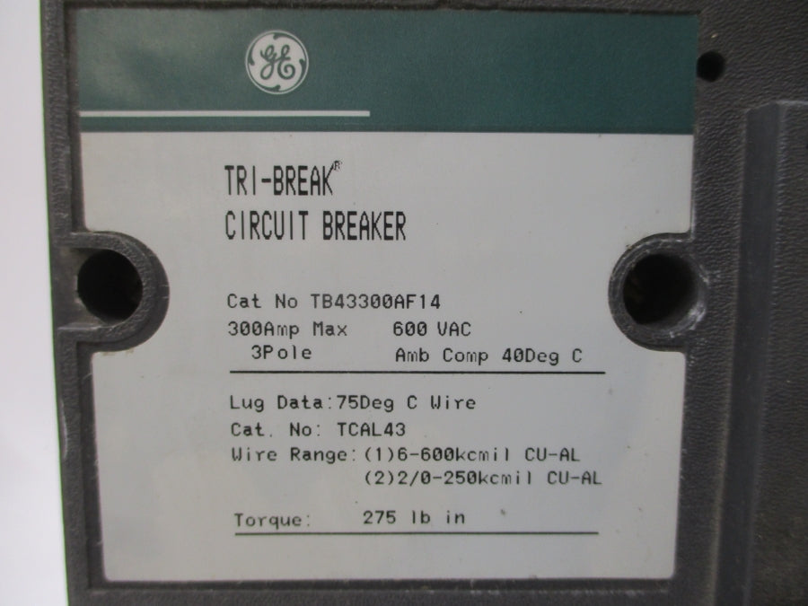 GENERAL ELECTRIC TB43300AF14 600VAC 300A NSNP