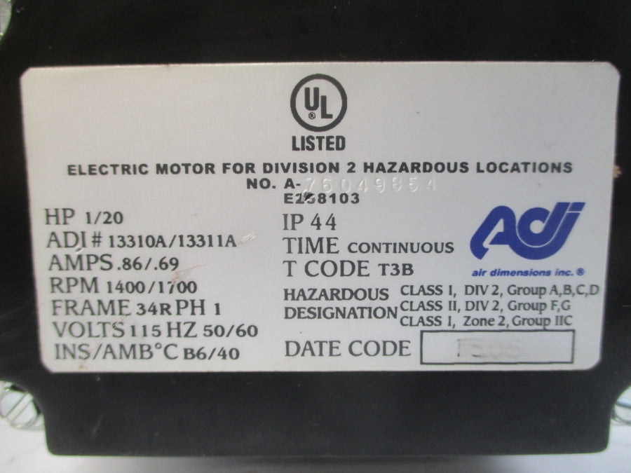 AIR DIMENSIONS M151-FP-WA1-L 34R6BECI 115/230V .89/.69A NSNP