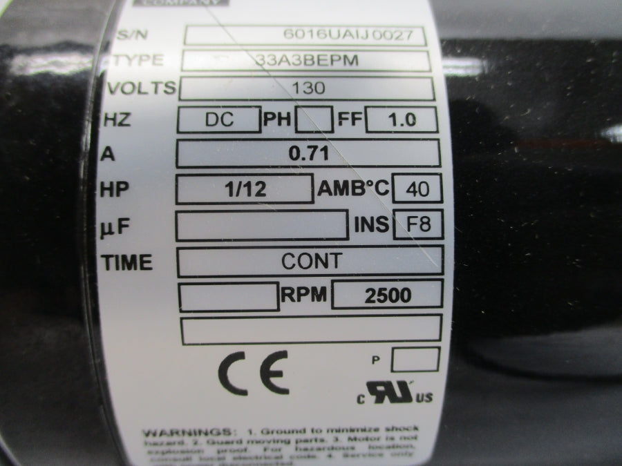 BODINE ELECTRIC 33A3BEPM 6016UA 130VDC 0.71A NSMP