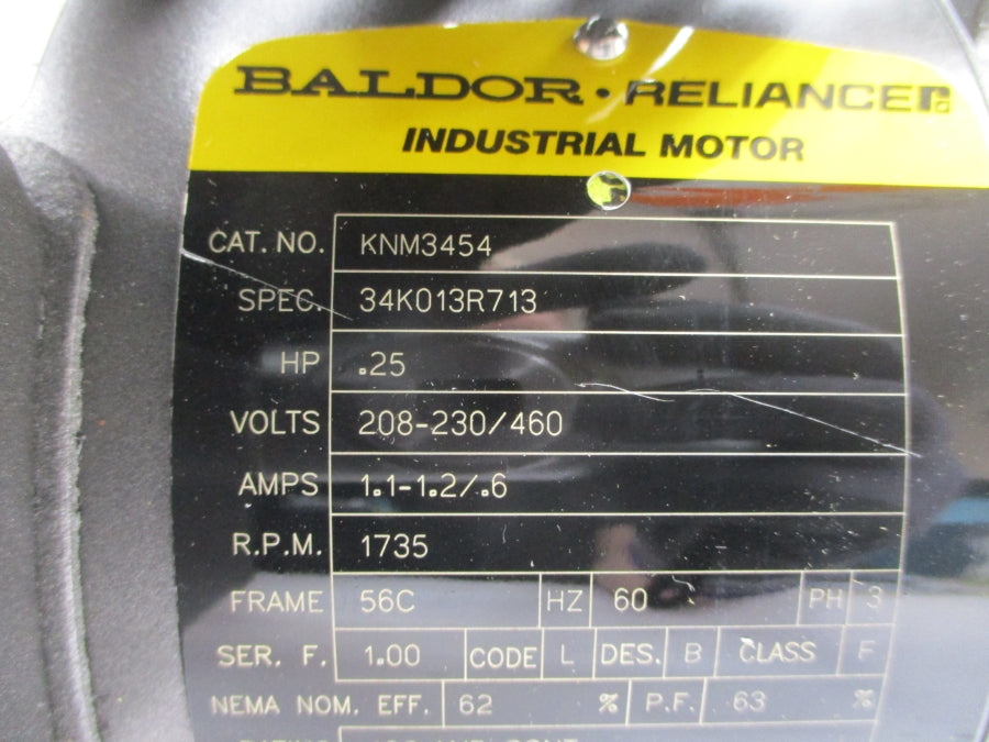 BALDOR KNM3454 34K013R713 208-230/460V 1.1-1.2/.6A NSMP