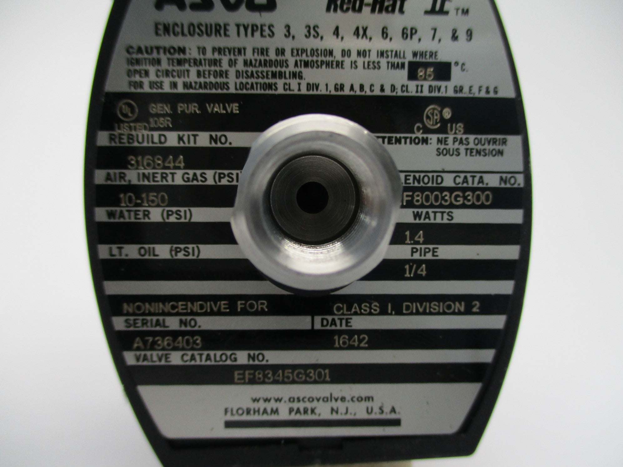 ASCO EF8345G301 10-150PSI 24VDC NSNP
