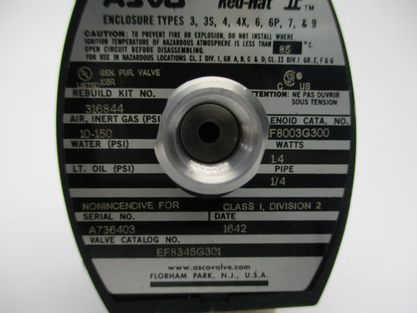 ASCO EF8345G301 10-150PSI 24VDC NSNP