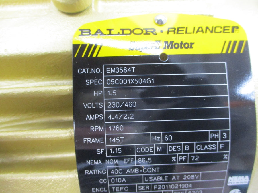 BALDOR EM3584T 05C001X504G1 230/460V 4.4/2.2A NSMP