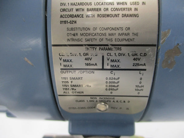 ROSEMOUNT 1151GP7S22S1B3M7I5L4 12-45VDC 300PSI NSNP