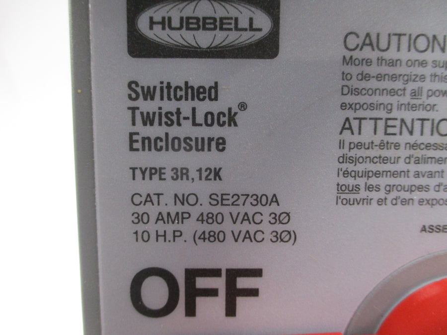 HUBBELL SE2730A 480VAC 30A UNMP