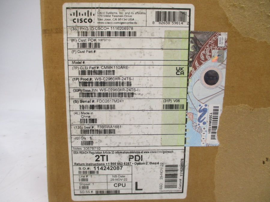 CISCO SYSTEMS WS-C2960XR-24TS-I 100-240V 4-2A NSMP