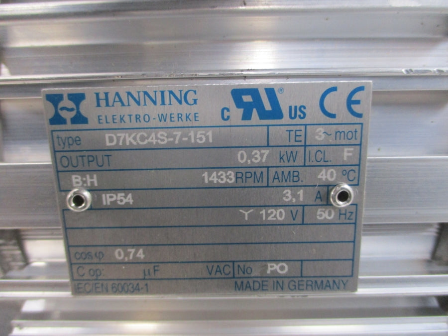 HANNING D7KC4S-7-151 120V 3.1A NSNP