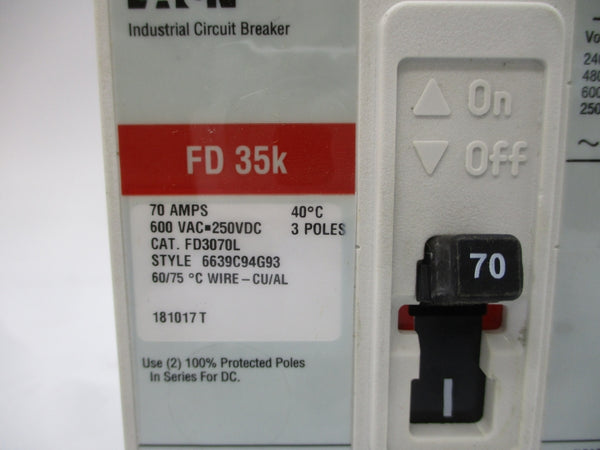 EATON FD3070L 6639C94G93 SER. C 600VAC 70A NSMP