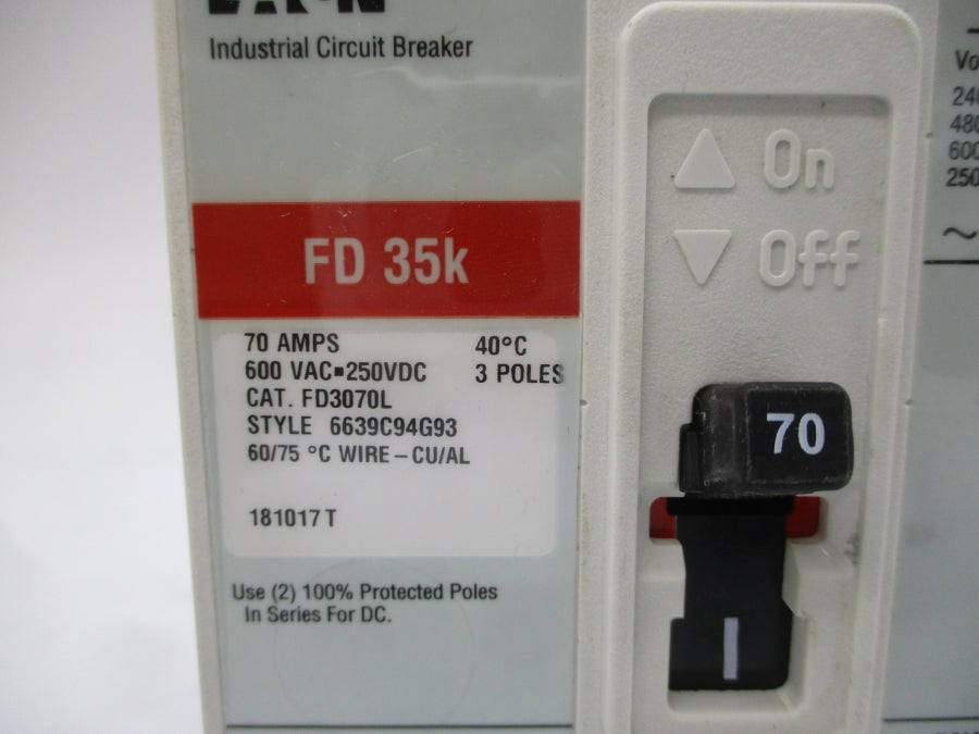 EATON FD3070L 6639C94G93 SER. C 600VAC 70A NSMP