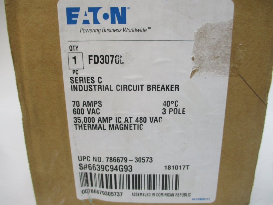 EATON FD3070L 6639C94G93 SER. C 600VAC 70A NSMP