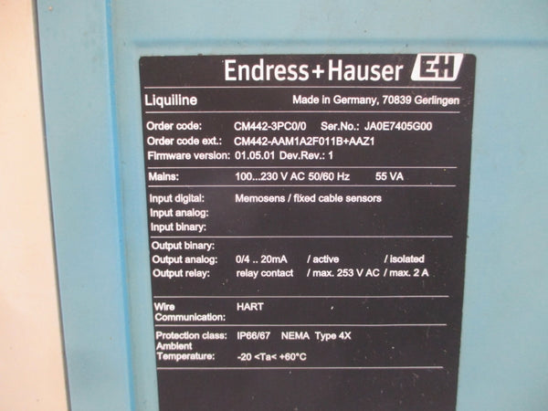 ENDRESS+HAUSER CM442-3PC0/0 100-230VAC 2A REV. 1 UNMP