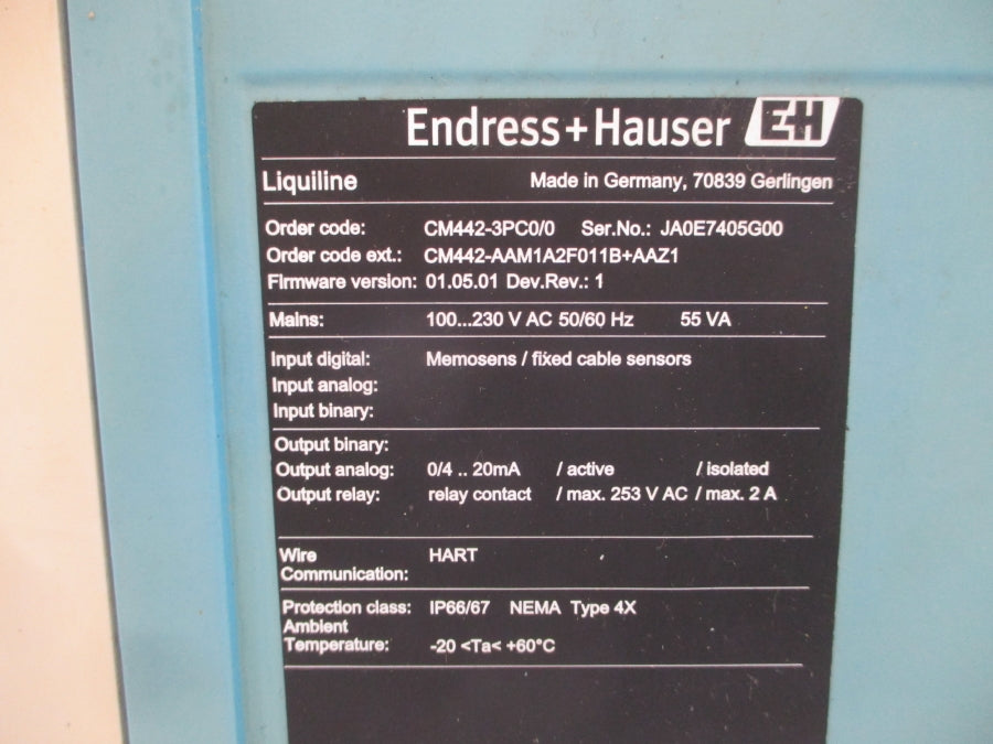 ENDRESS+HAUSER CM442-3PC0/0 100-230VAC 2A REV. 1 UNMP