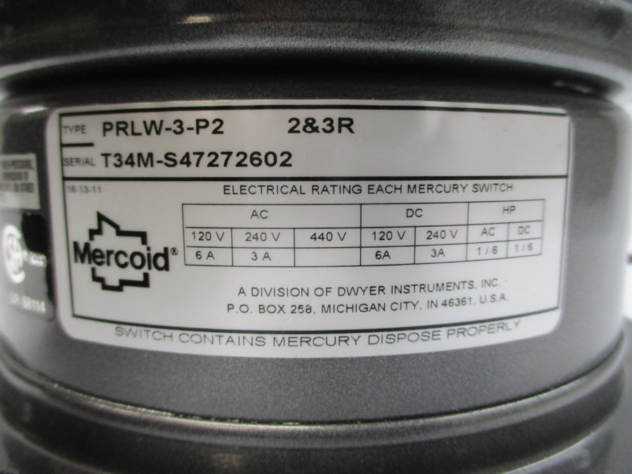 MERCOID PRLW-3-P2 440VAC 6A 10/15PSI NSNP