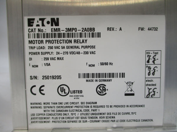 EATON EMR-3MP0-2A0BB1-1 65D1013G12 250VAC 5A REV. A NSMP