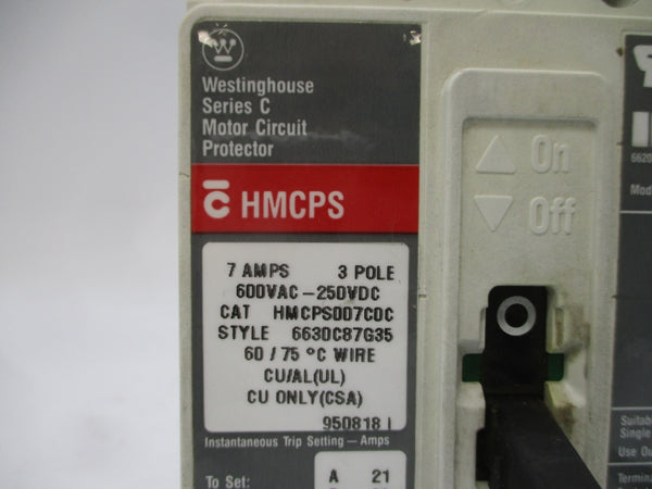 WESTINGHOUSE HMCPS007C0C 6630C87G35 SER. C 600VAC 7A UNMP
