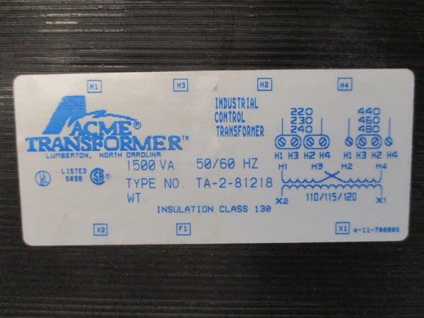 ACME TRANSFORMER TA-2-81218 240/480V NSMP