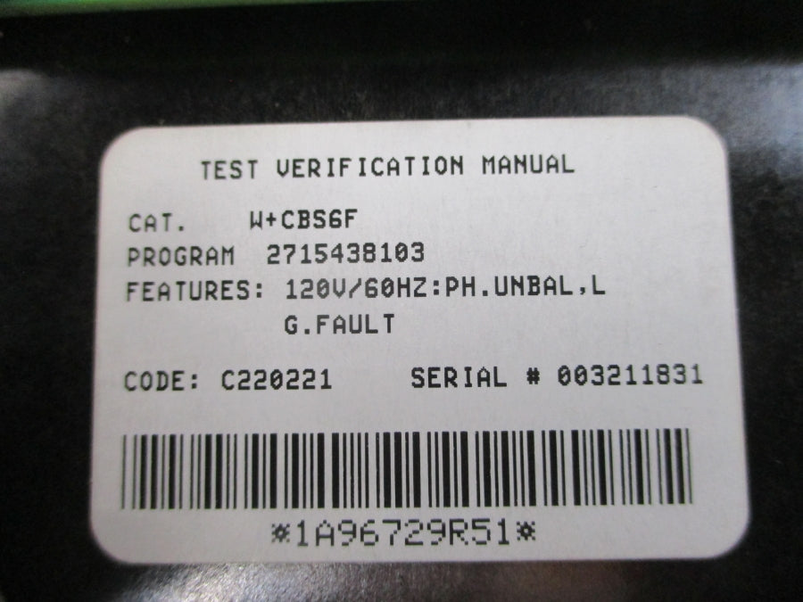 EATON W+CBS6F 1A96729R51 120V NSMP