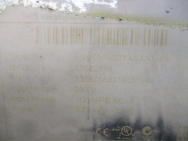 LENZE ESV751N02YXBXX1J46 13582889 240VAC 8.8/5.0A NSMP