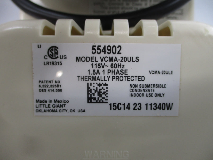 LITTLE GIANT VCMA-20ULS 554902 115V 1.5A NSMP