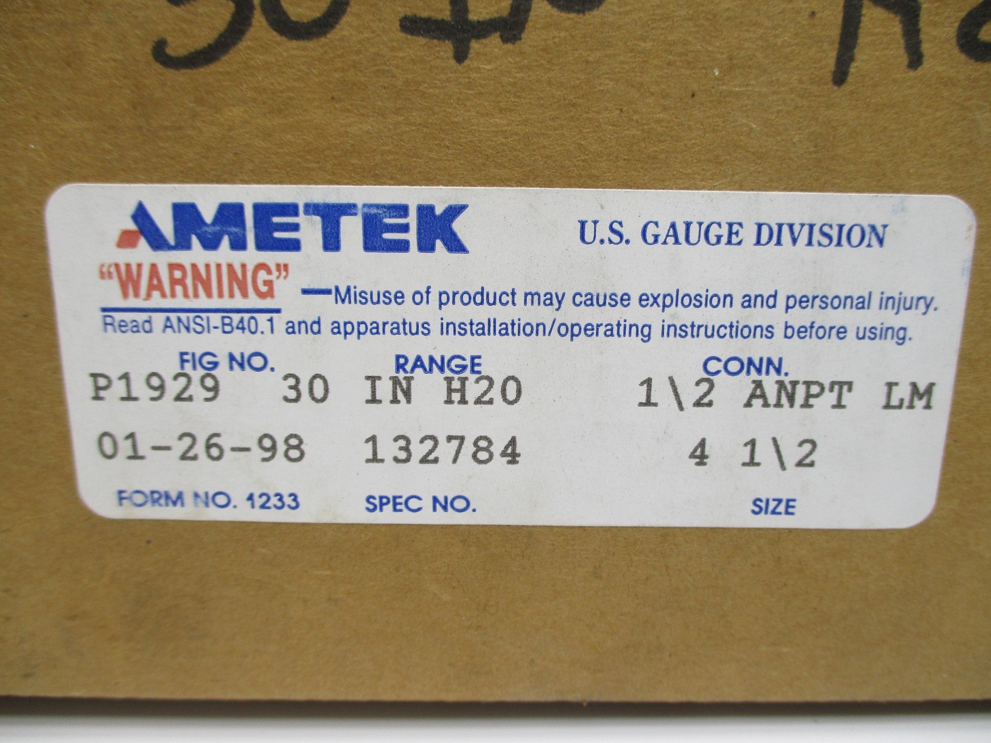 AMETEK 132784 30"H20 NSMP