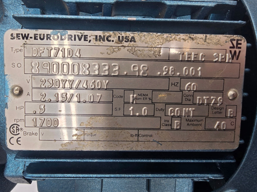 SEW-EURODRIVE DFT71D4 230/460V 2.15/1.07A NSNP